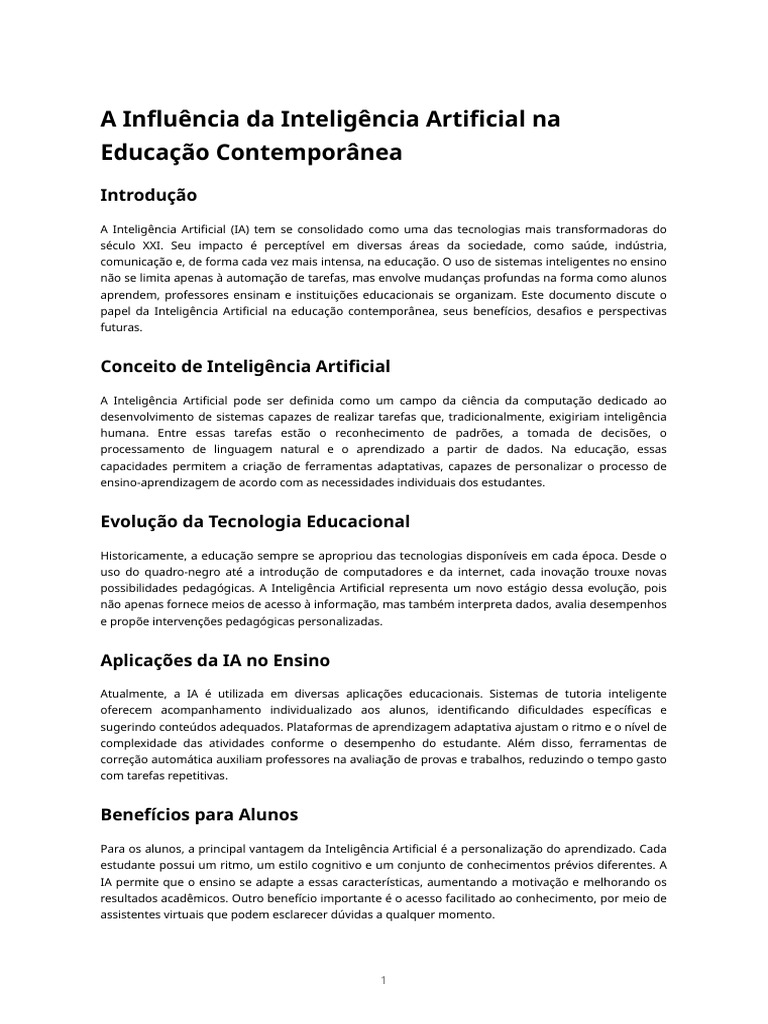 IA na Educação: Impactos e Desafios | PDF | Inteligência artificial ...