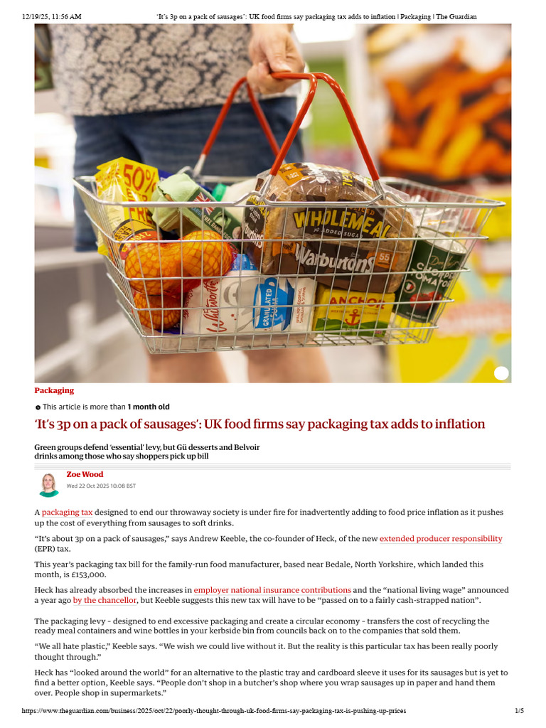 ‘It’s 3p on a Pack of Sausages’_ UK Food Firms Say Packaging Tax Adds ...