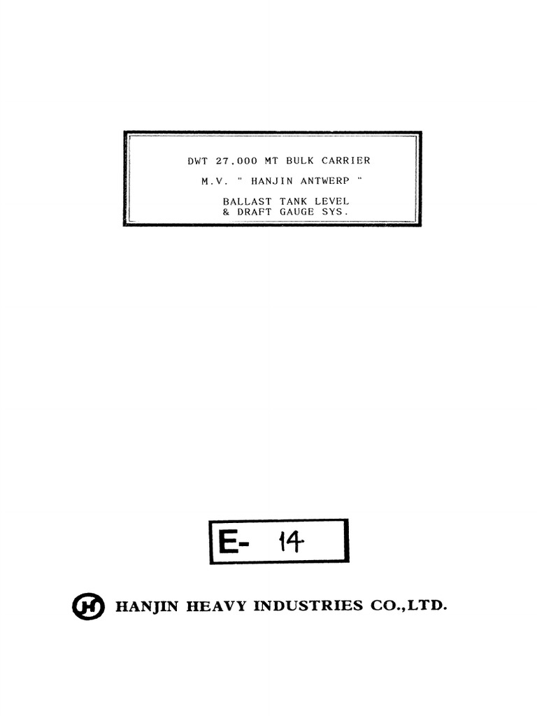 Hjaw-e-14 Ballast Tank Level & Draft Gauge Sys. | PDF