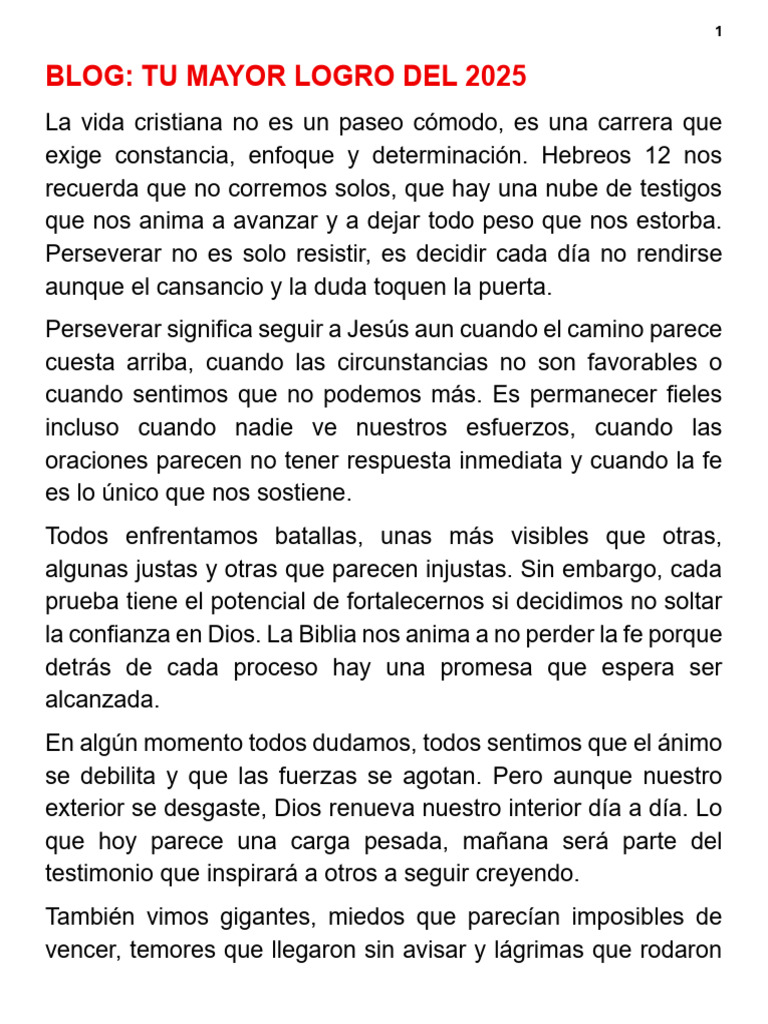 Perseverancia Cristiana en 2025 | PDF | Fe | Dios