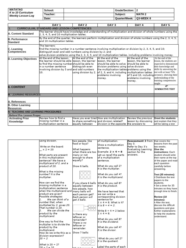 MATH-WEEK-8 | PDF | Division (Mathematics) | Multiplication