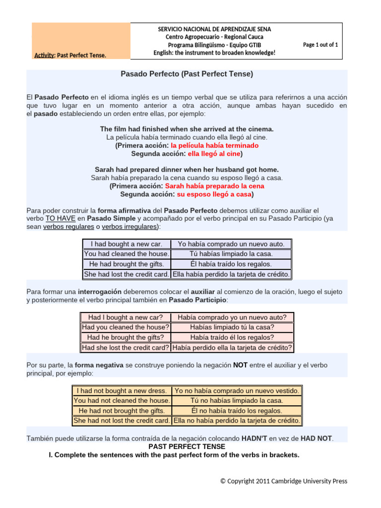 Understanding Past Perfect Tense | PDF | Nature Versus Nurture ...