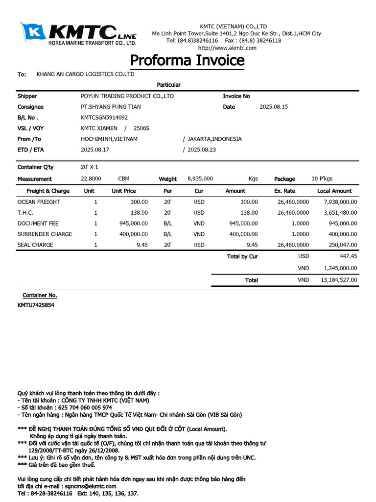 Kmtcsgn5914092 Invoice | PDF