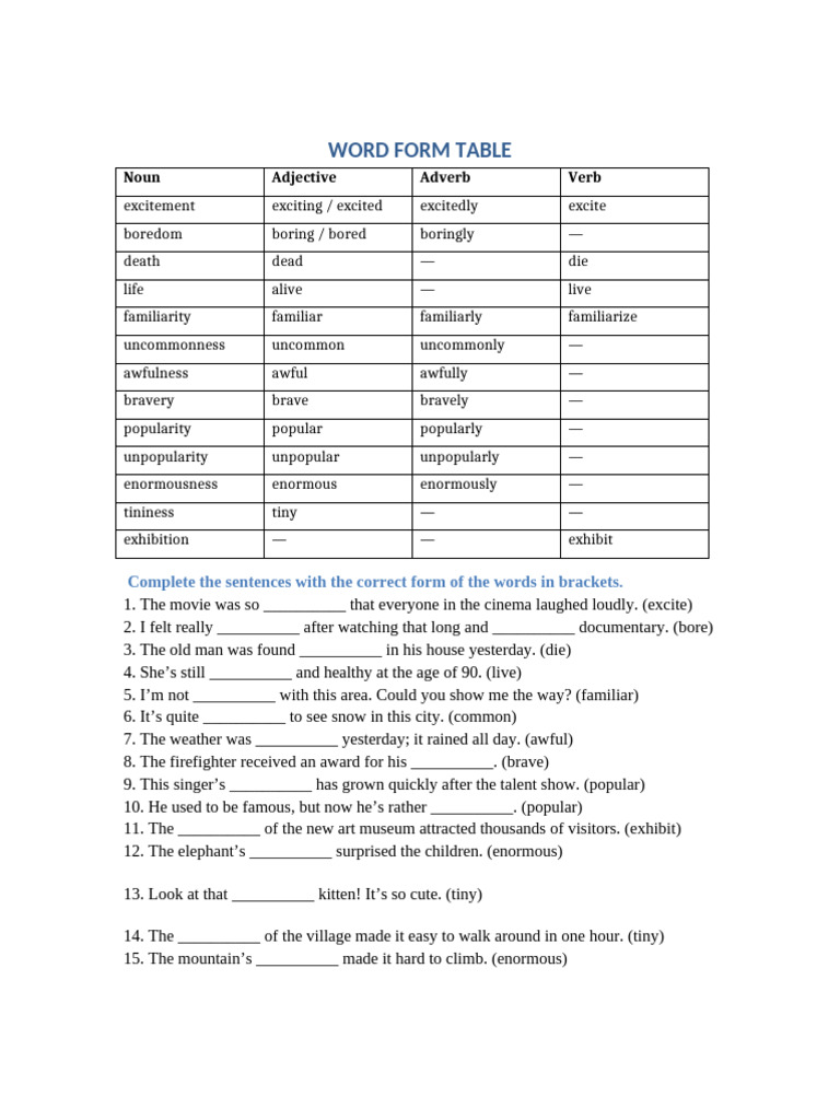 Word - Form Unit 3 | PDF