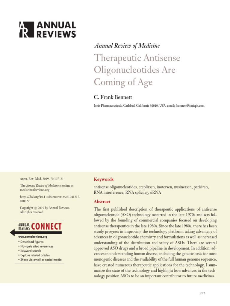 Therapeutic Antisense Oligonucleotides Are Coming of Age | PDF | Rna ...