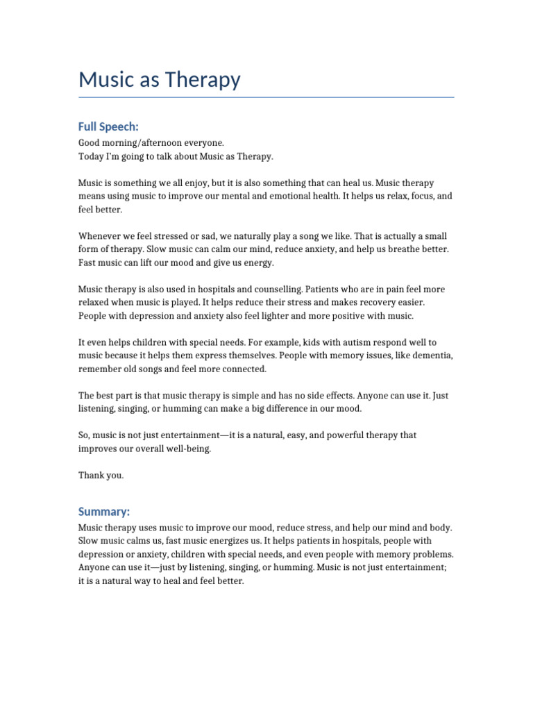 Music as Therapy | PDF