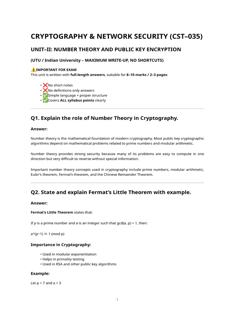 Cryptography & Network Security Unit-II (Utu Full Write-Up) | PDF ...