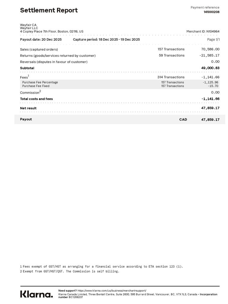 Settlement 141000208 | PDF | Value Added Tax | Fee