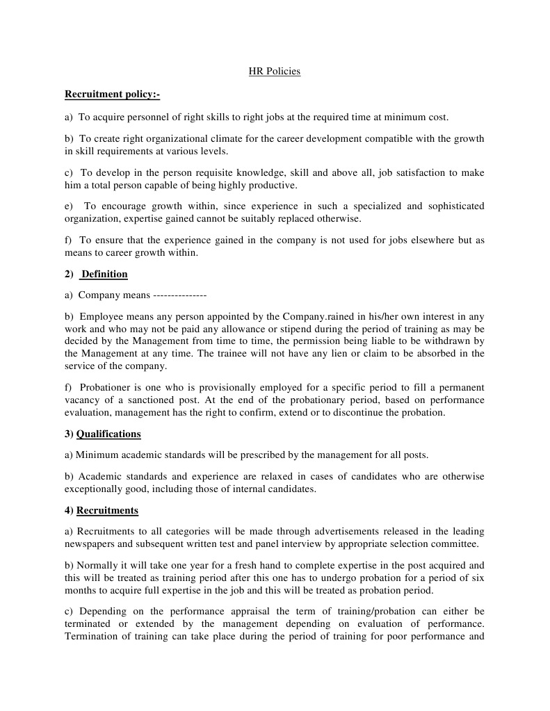 Comprehensive HR Recruitment Policies | PDF | Recruitment | Employment