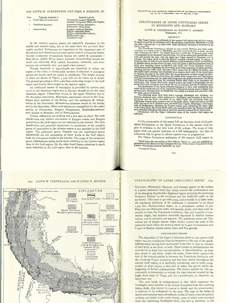 Stratigraphy of Upper Cretaceous Series in Mississippi and Alabama ...