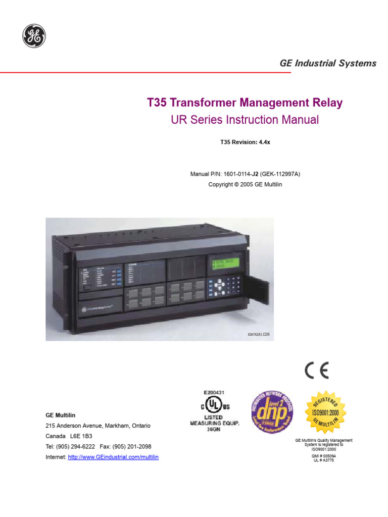 T35 Transformer Relay Instruction Manual | PDF | Automation | Relay