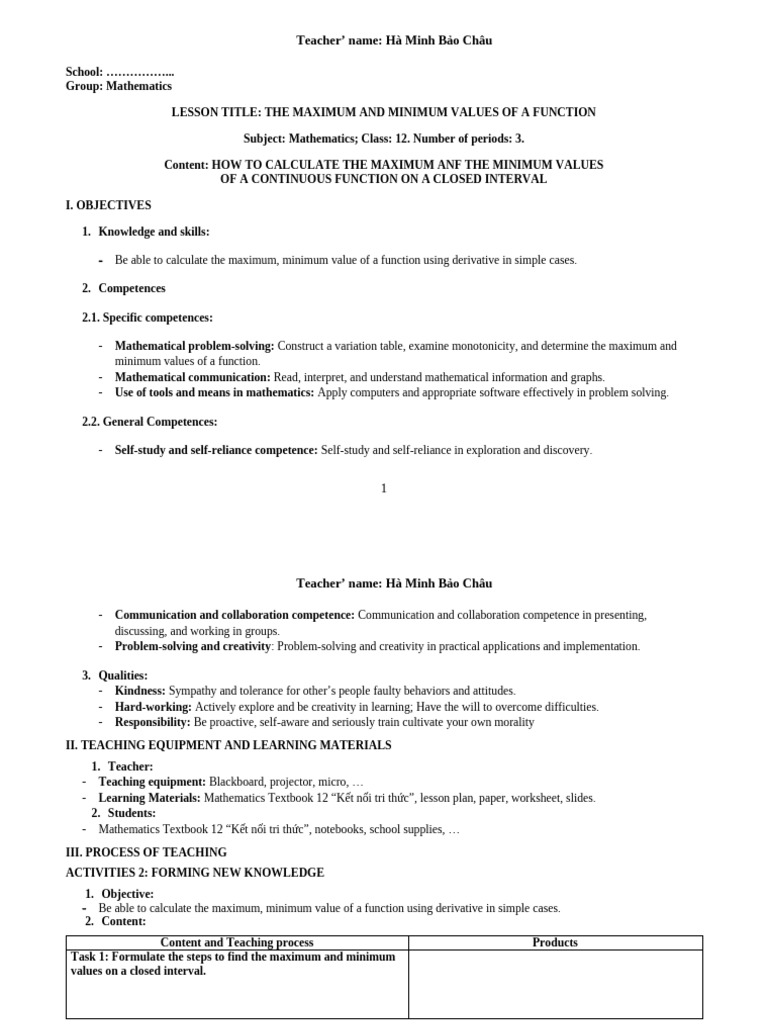 Max & Min Values of Functions Guide | PDF | Function (Mathematics ...