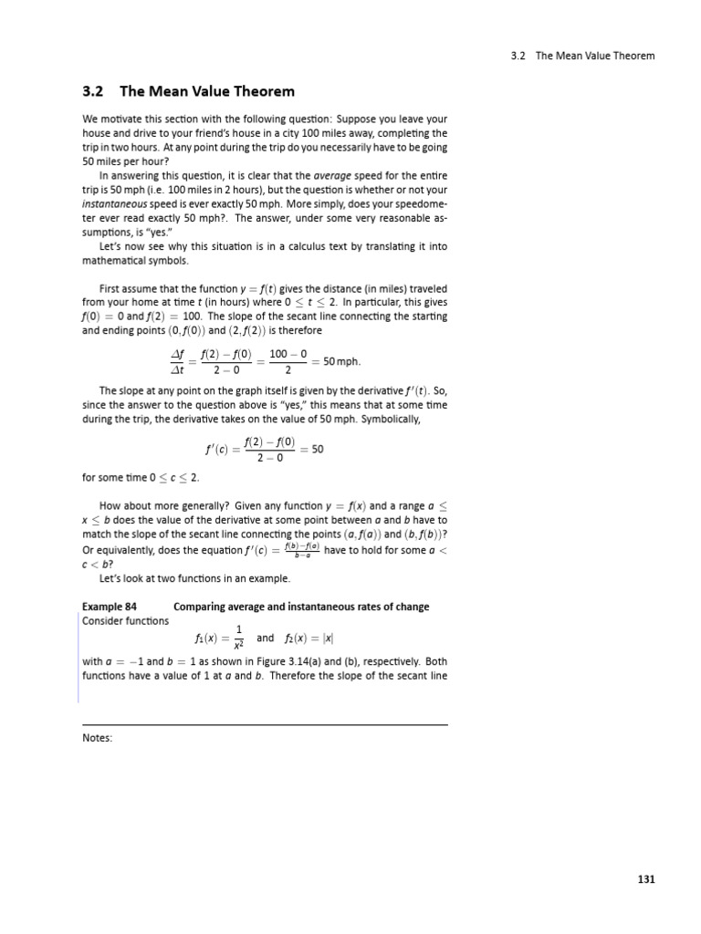 Understanding the Mean Value Theorem | PDF | Slope | Combinatorics