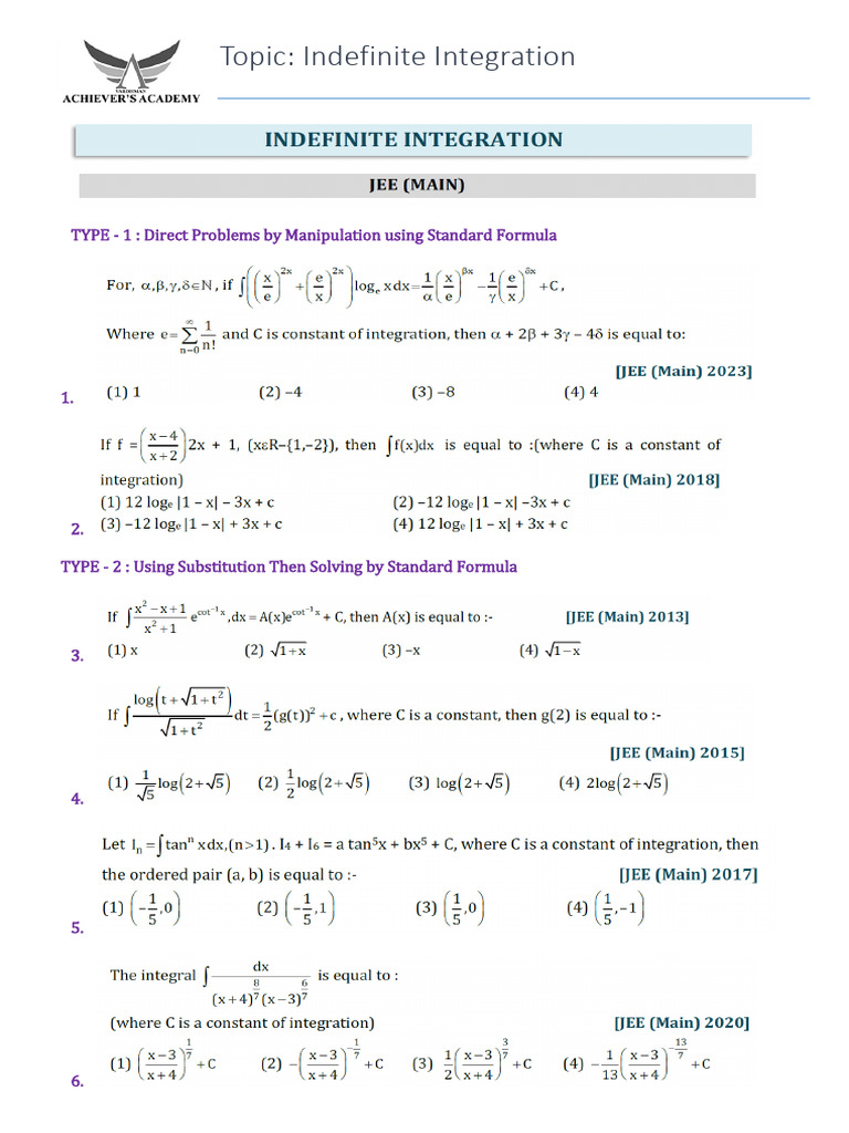 Indefinite Integration With Anskey | PDF