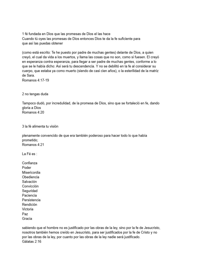 Fe y Promesas de Dios en la Escritura | PDF | Epístola a los romanos | Fe