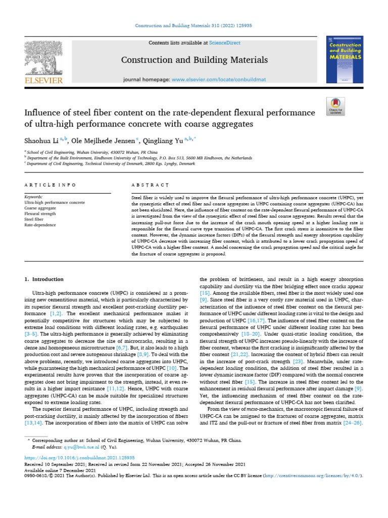 Steel Fiber Impact on UHPC Flexural Strength | PDF | Fracture ...