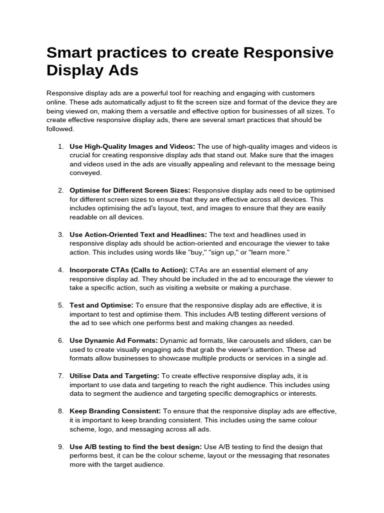 3 Smart Practices To Create Responsive Display Ads | PDF | Target ...