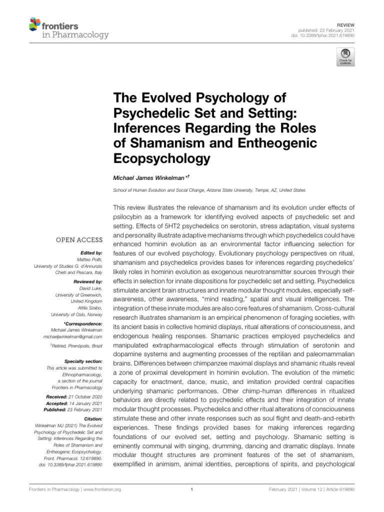 2021 Evo Psych Set&Setting | PDF | Psychedelic Drugs | Serotonin
