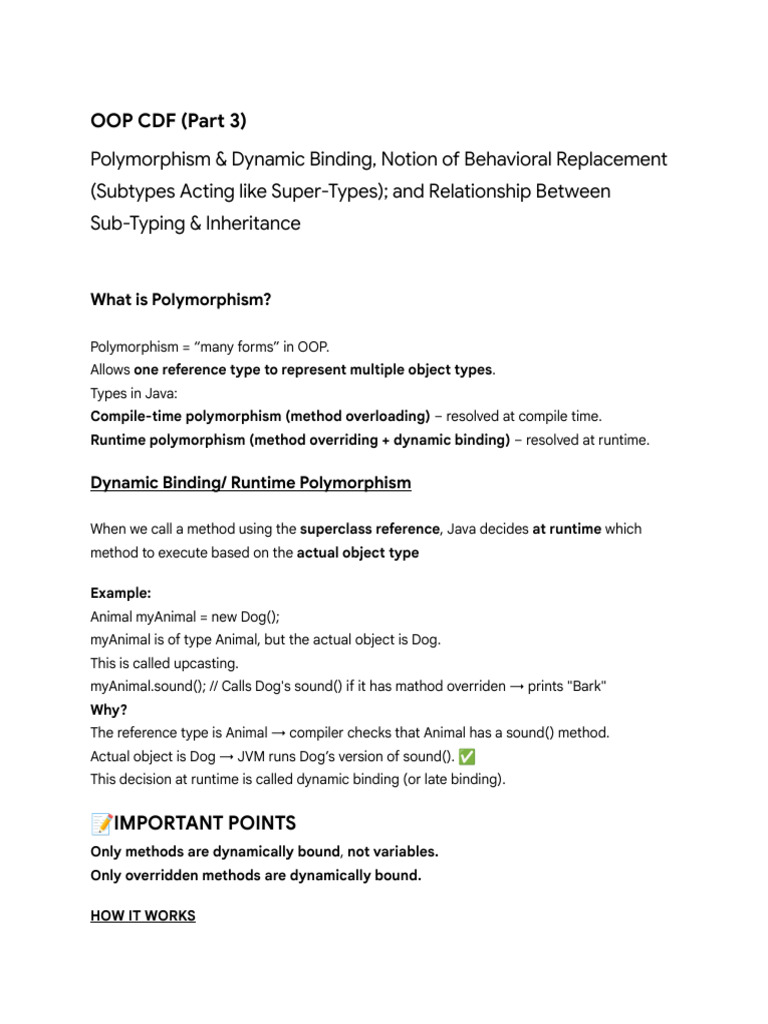 Polymorphism and Dynamic Binding in OOP | PDF | Inheritance (Object ...