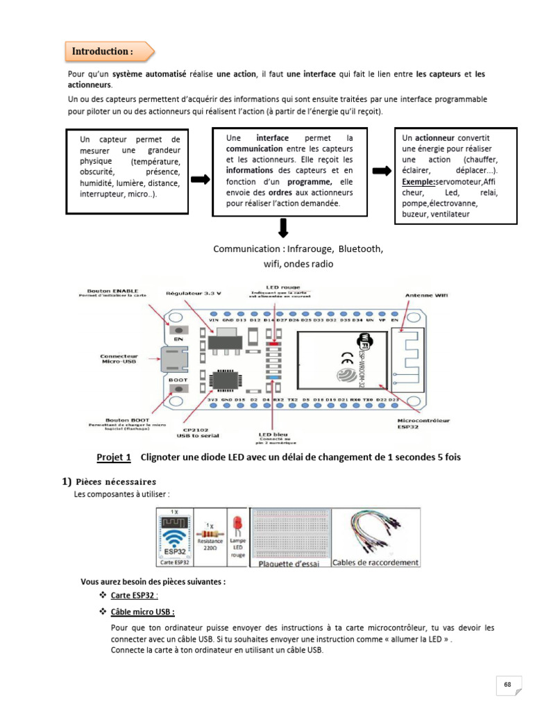 Capteurs et actionneurs avec ESP32 | PDF | Capteur | Diode ...