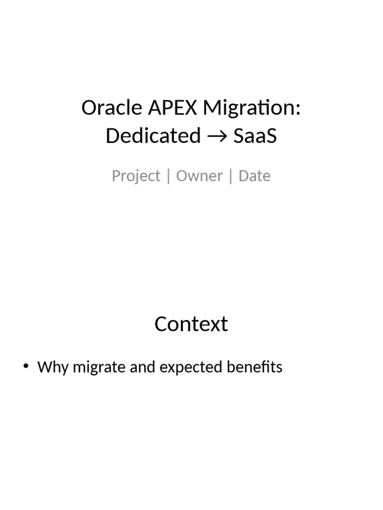 Oracle APEX Migration to SaaS Guide | PDF
