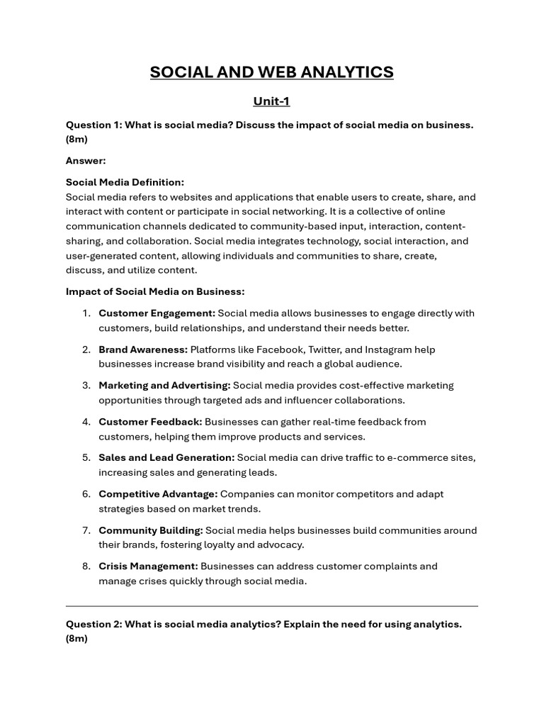 Social Media and Web Analytics Overview | PDF | Popular Culture & Media ...
