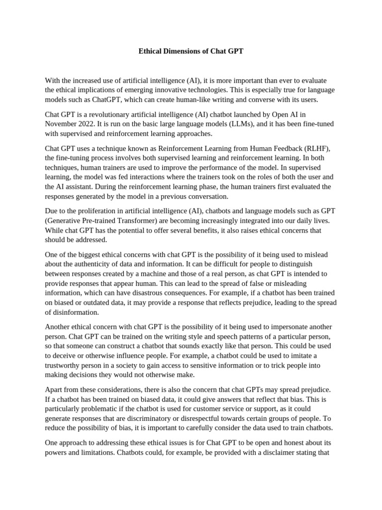Ethical Concerns of ChatGPT Usage | PDF | Artificial Intelligence ...