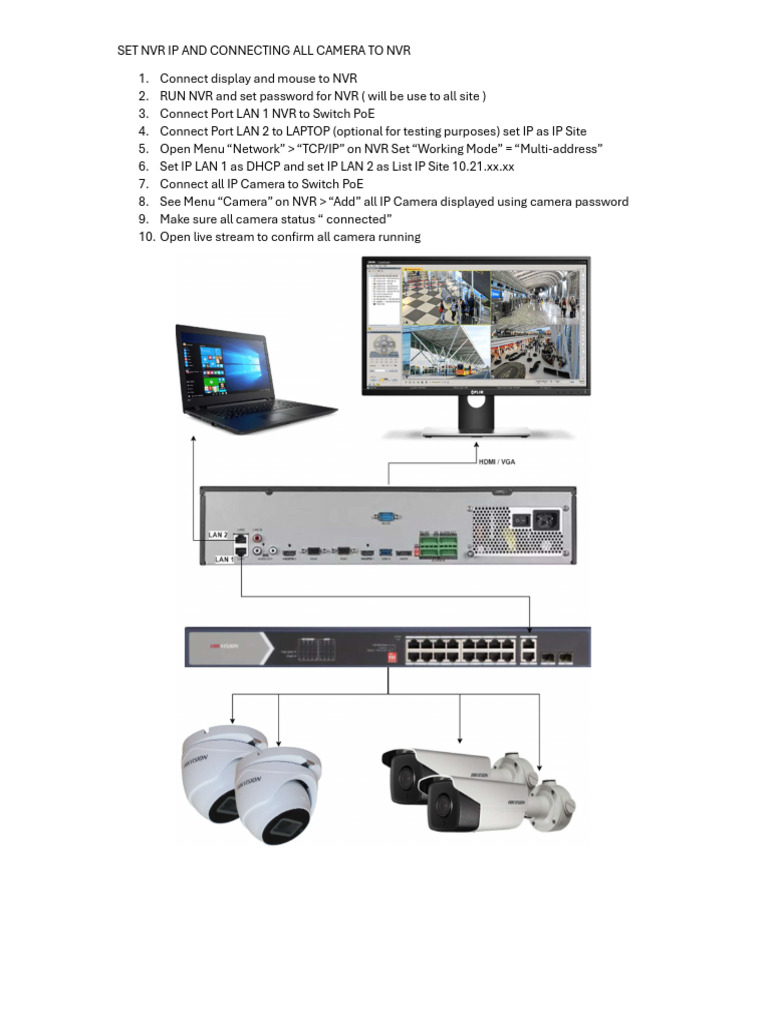 Set NVR Ip and Connecting All Camera To NVR | PDF