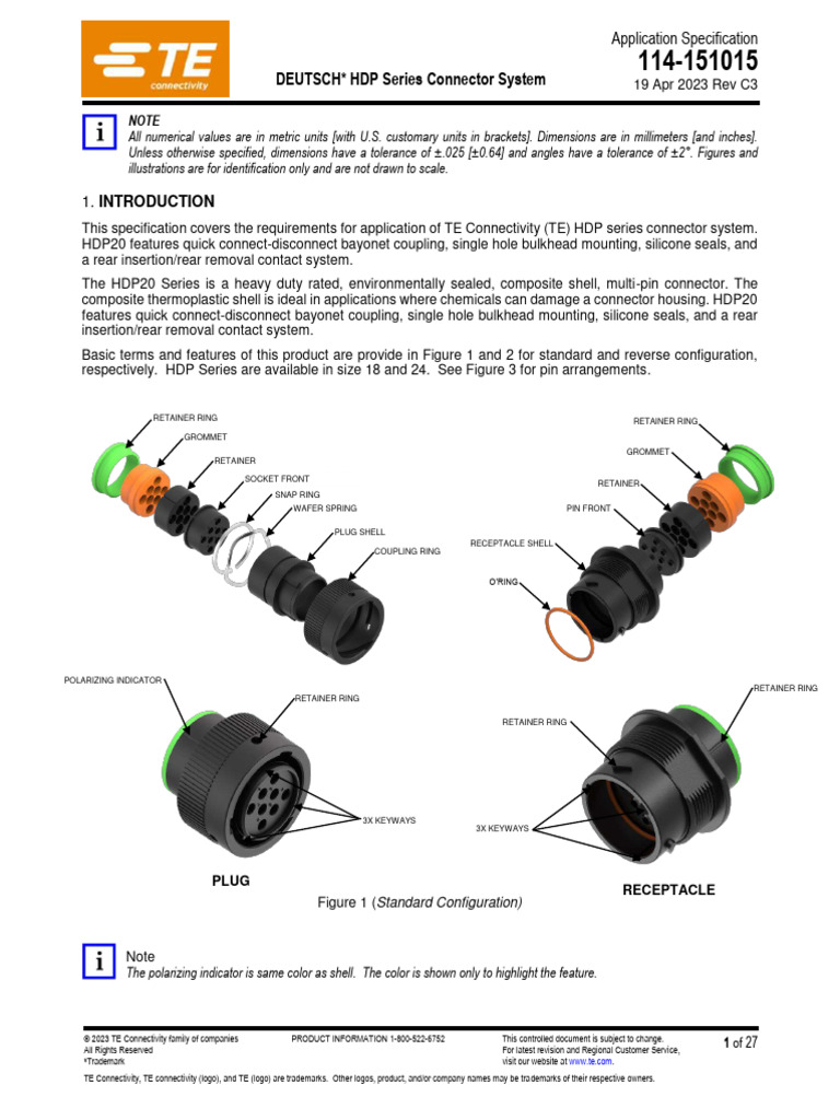 TE HDP Series Connector Specification | PDF | Electrical Connector ...