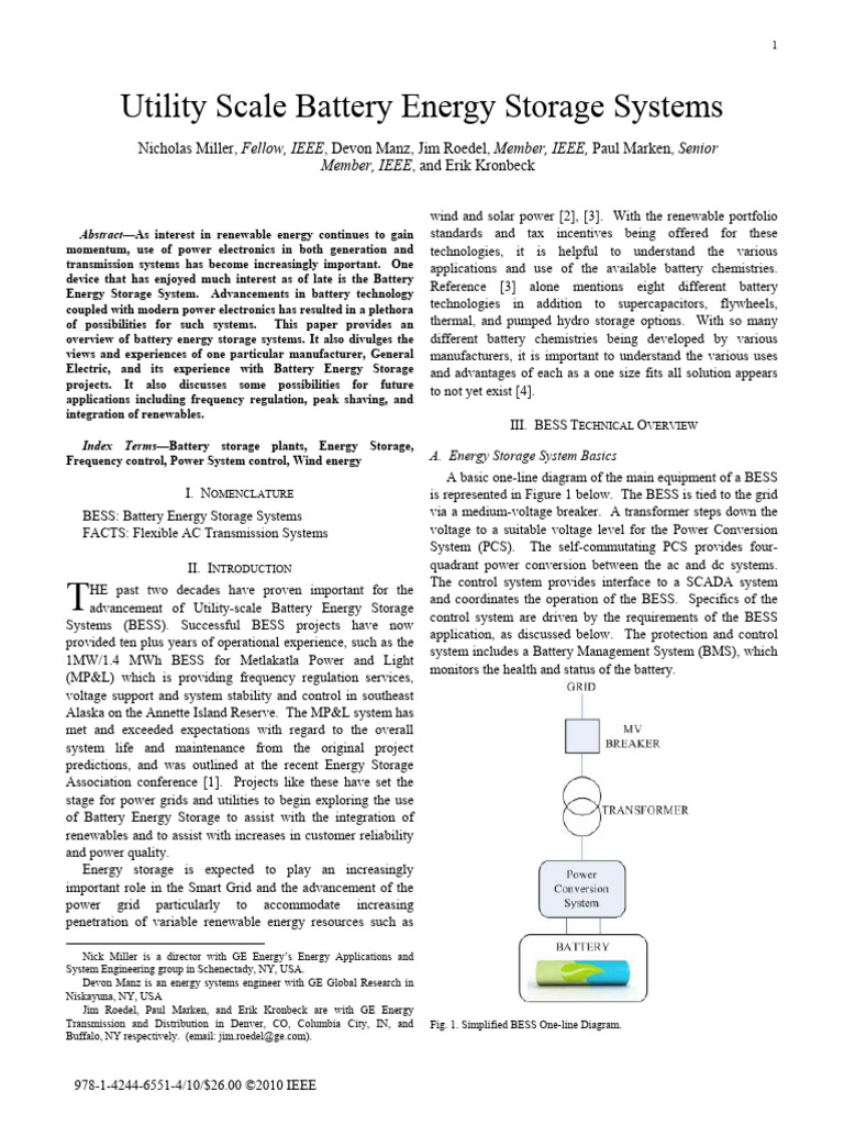 Overview of Battery Energy Storage Systems | PDF | Wind Power | Energy ...