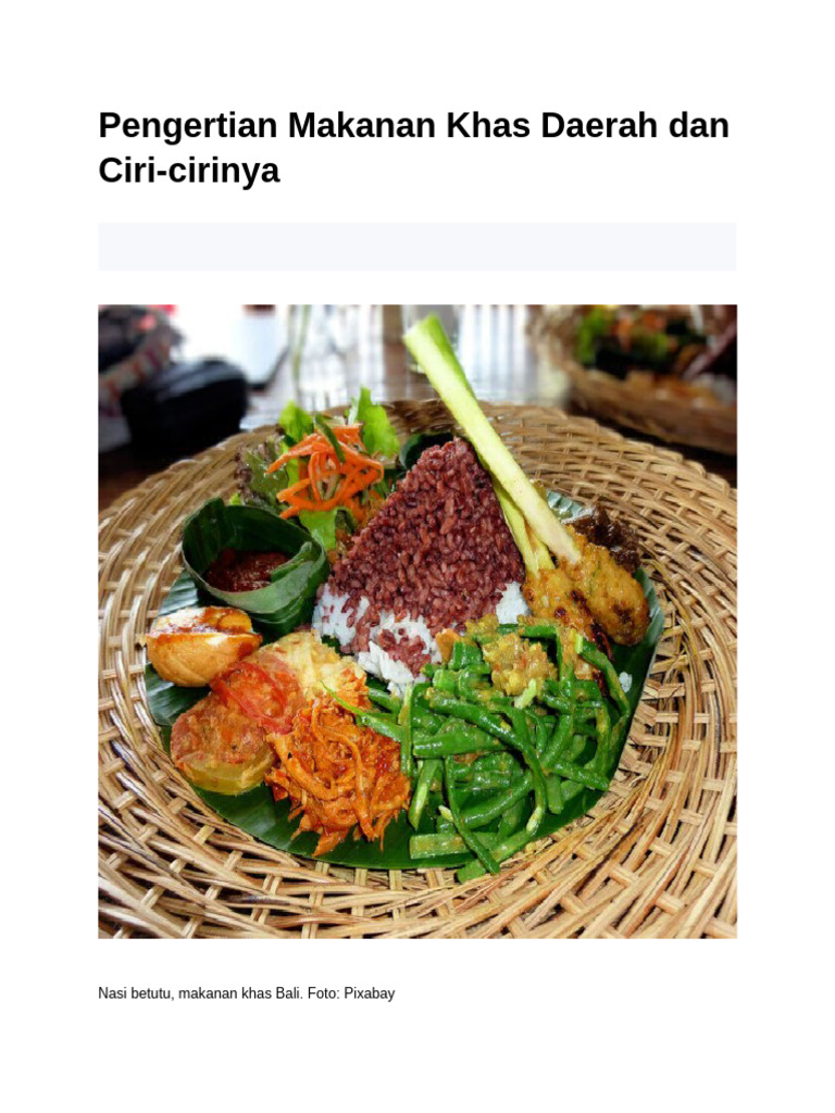 Ciri-Ciri Makanan Khas Daerah Indonesia | PDF