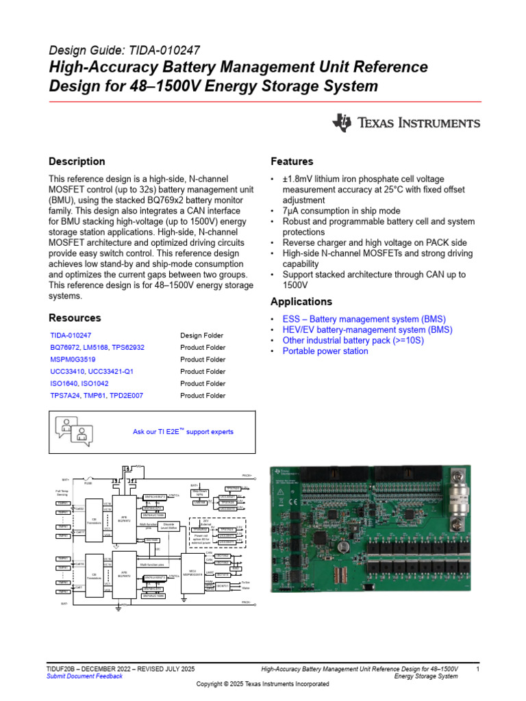 BMS Reference Design 48-1500V Energy Storage System | PDF ...