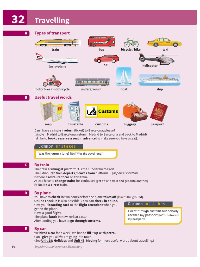 Essential Travel Vocabulary Guide | PDF | Transport