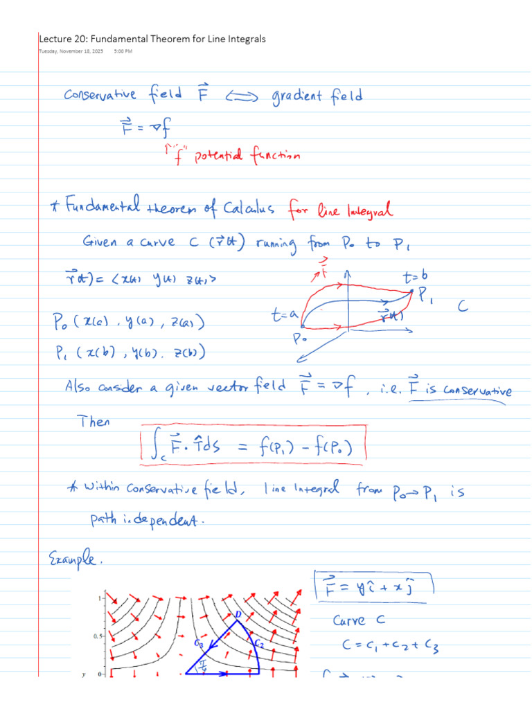 Line Integrals: Fundamental Theorem Explained | PDF