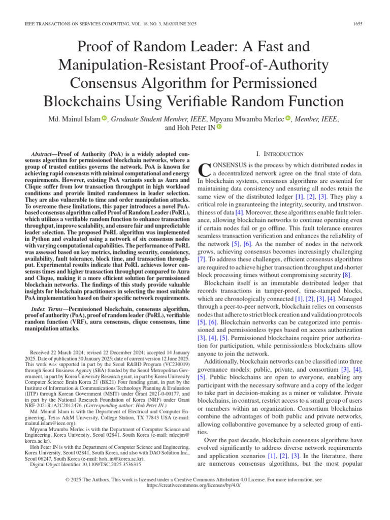 Proof of Random Leader a Fast and Manipulation-Resistant Proof-Of ...