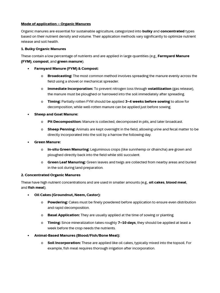 Organic Manure Application Methods Guide | PDF | Manure | Fertilizer
