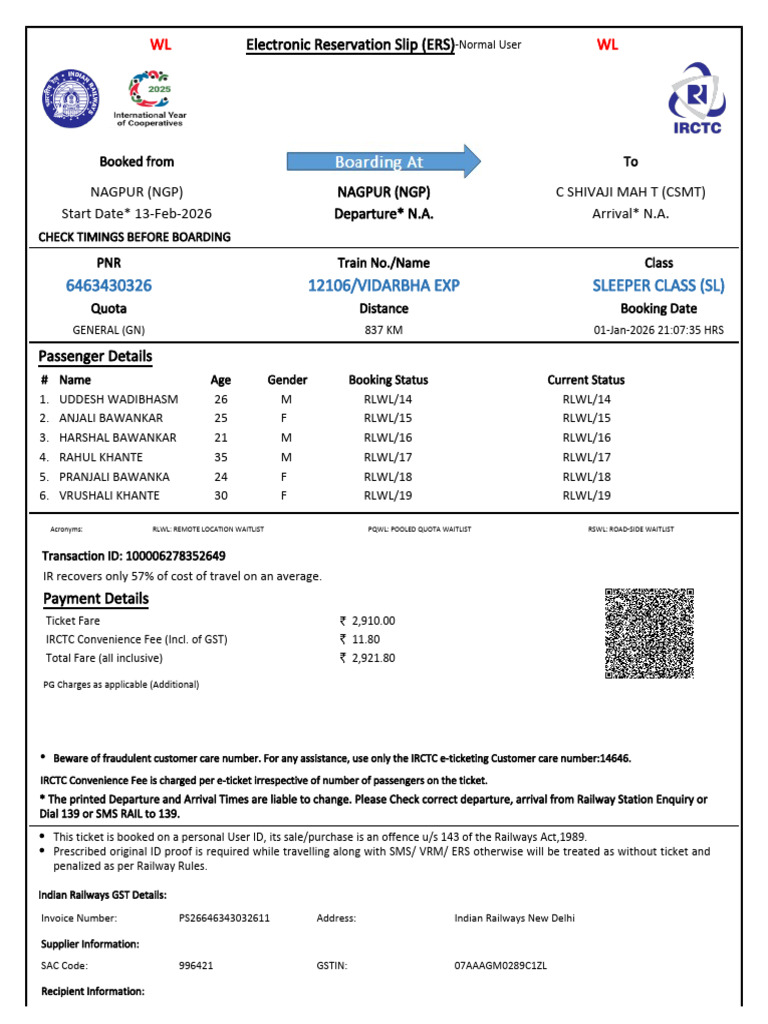 Ticket 6463430326 | PDF | Identity Document | Payments