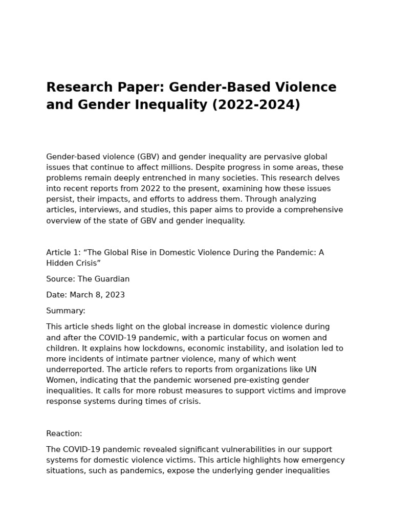 Gender-Based Violence & Inequality Insights | PDF | Violence | Gender ...