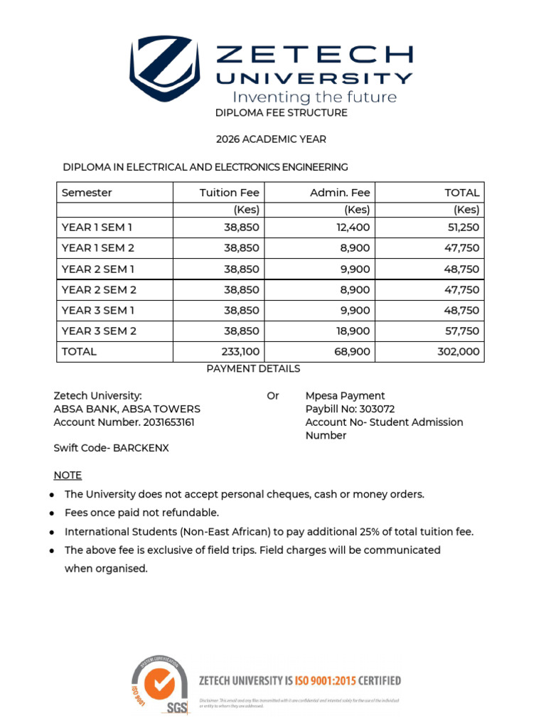 2026 Diploma Fee Structure Overview | PDF | Fee | Payments