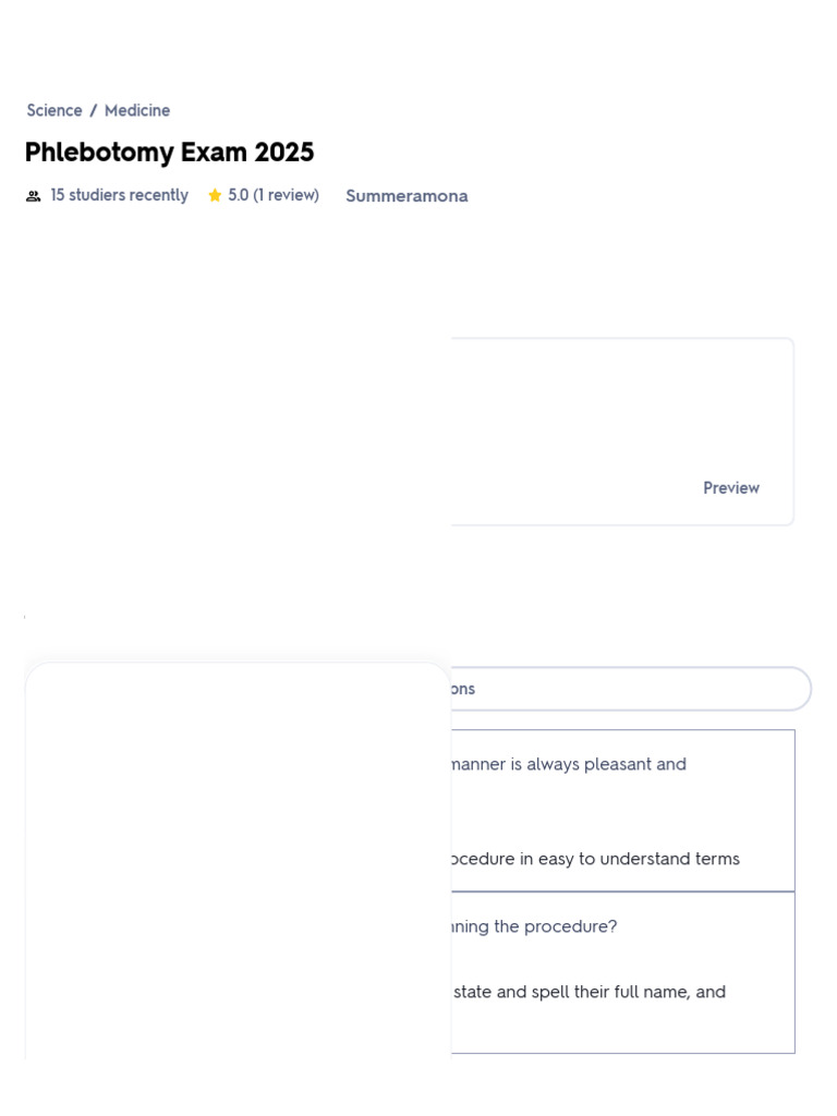 Phlebotomy Exam Study Guide 2025 | PDF | Infection | Pathogen