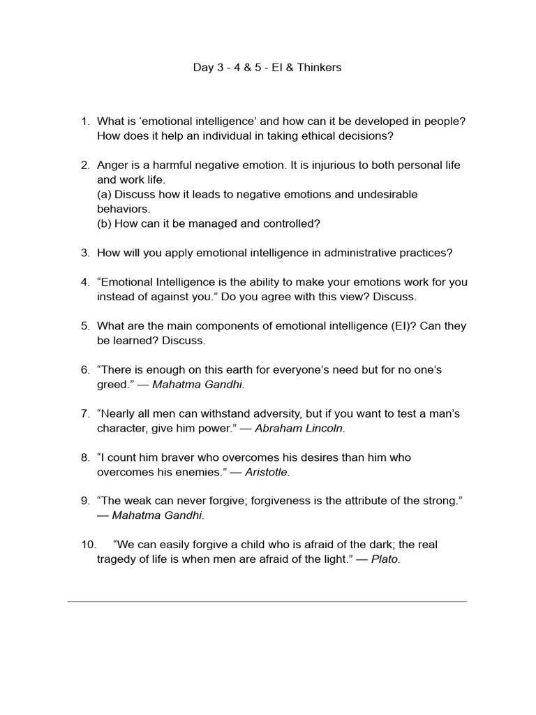 Day 3 - 4 & 5 - EI & Thinkers | PDF