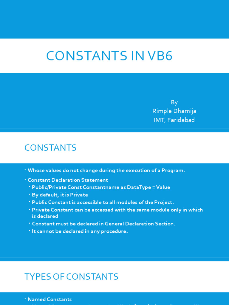Constants in VB6 | PDF