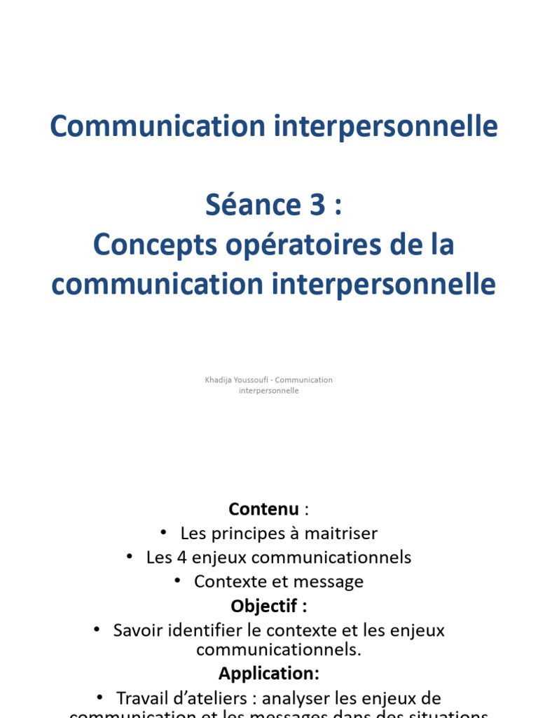 02-Concepts Opératoires de La Communication Interpersonnelle | PDF ...