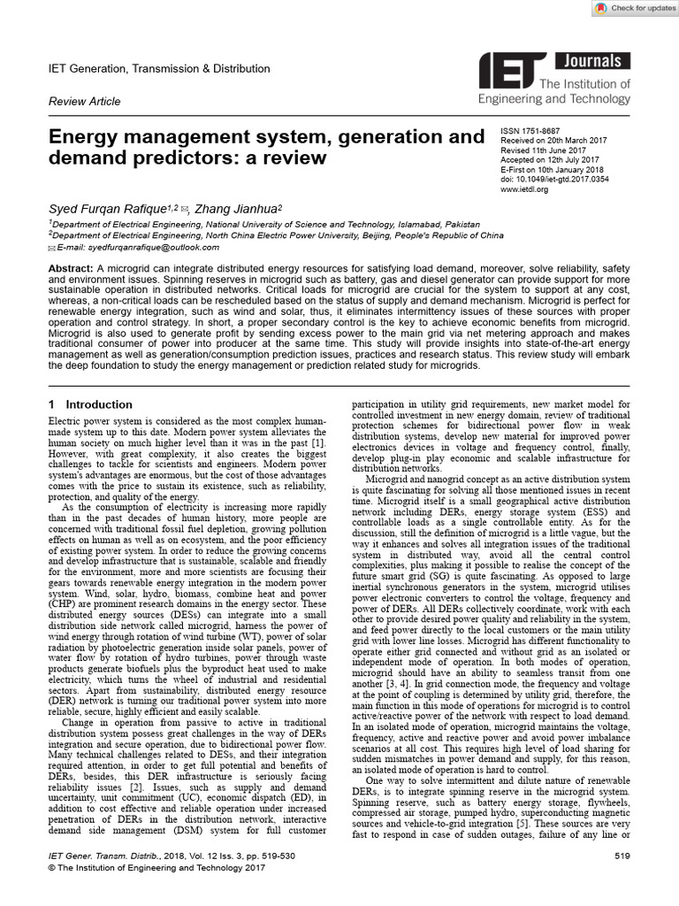 IET Generation Trans Dist - 2018 - Rafique - Energy Management System ...
