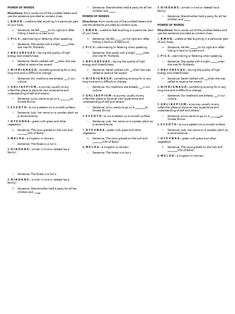 Jumbled Word Puzzles with Clues | PDF | Chess Theory | Chess