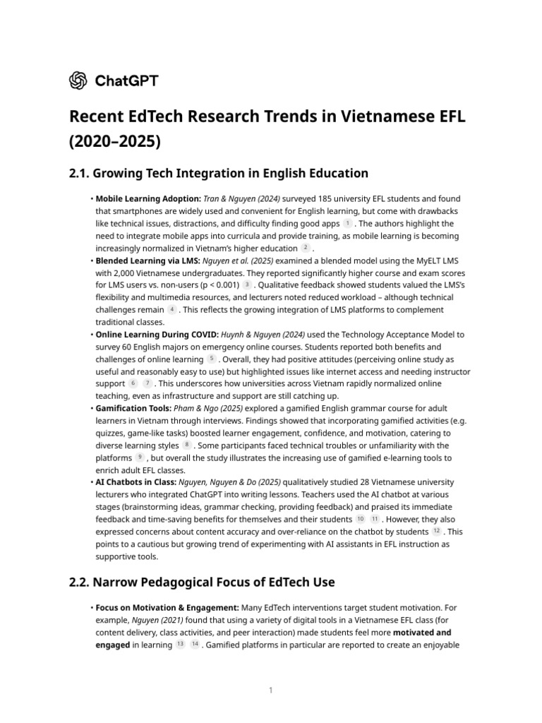 EdTech Trends in Vietnamese EFL | PDF | Educational Technology ...