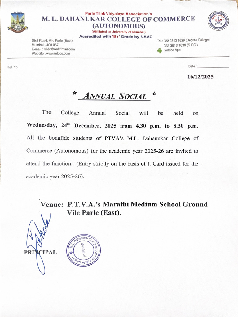 Annual Social 2025 Students Notice | PDF