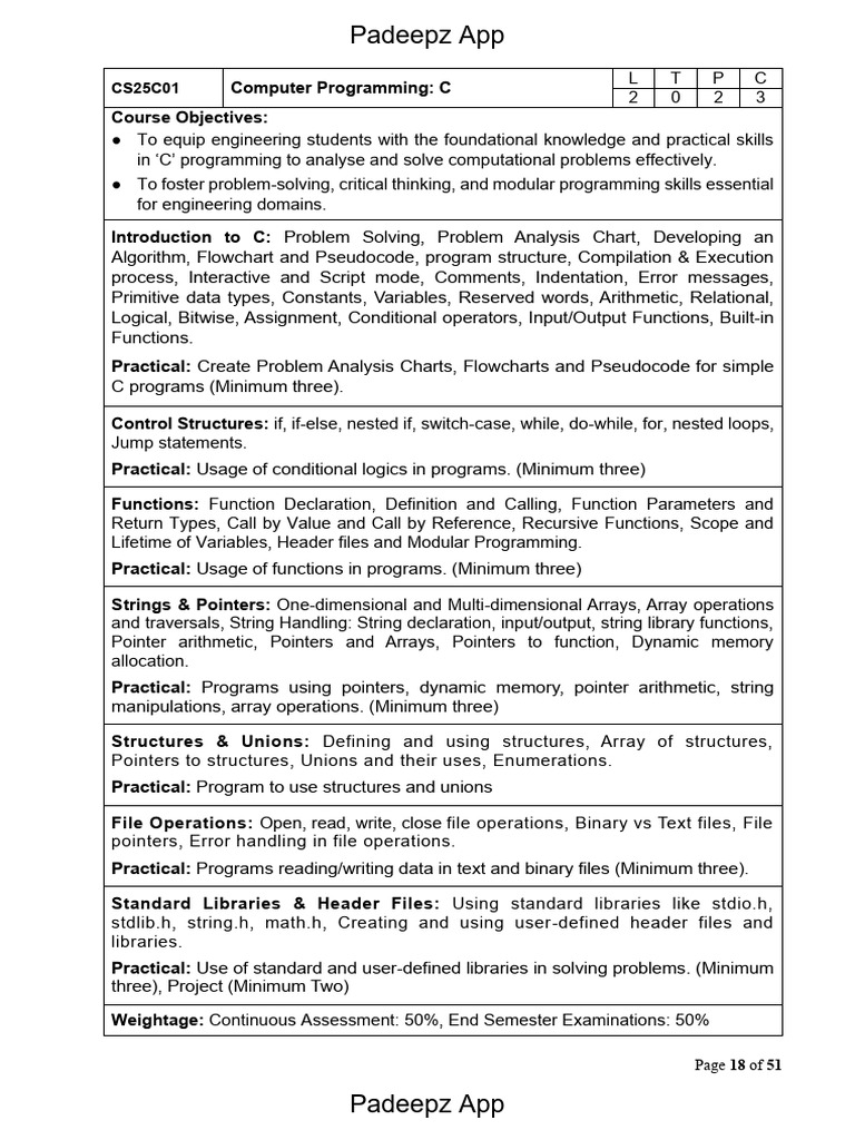 C Programming Course Overview and Objectives | PDF | Pointer (Computer ...