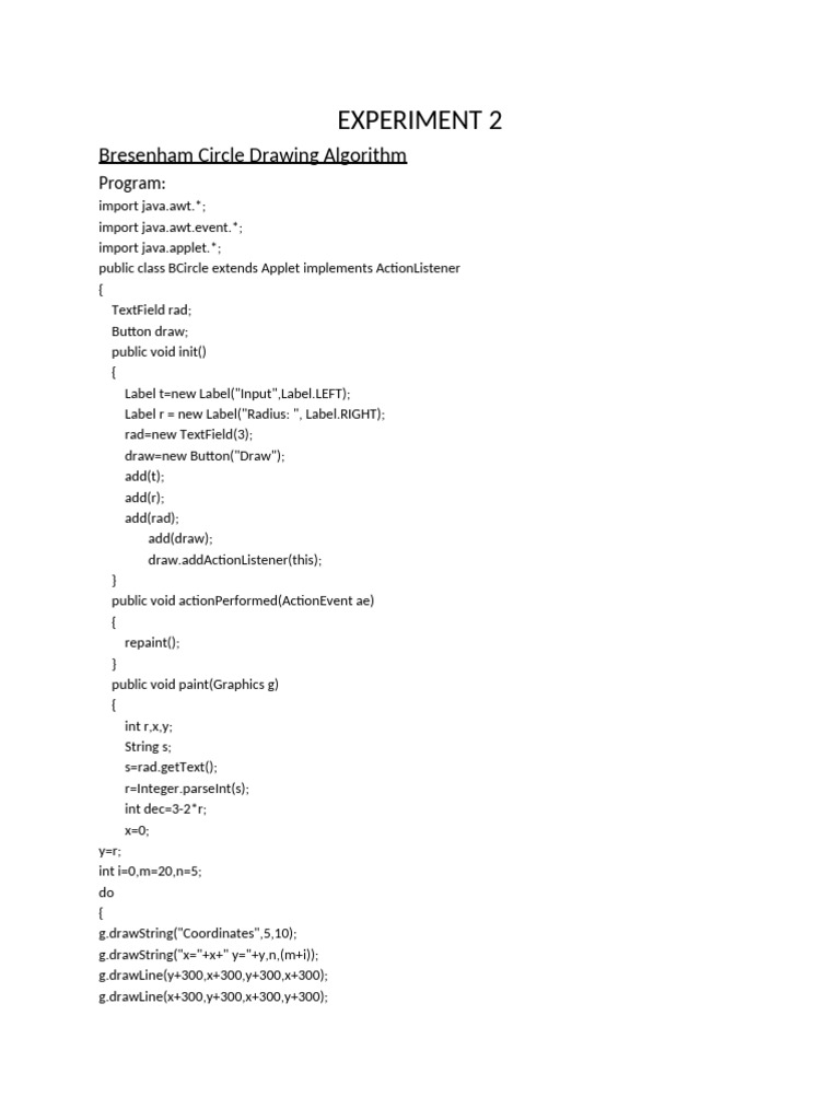 2 Bresenham and Midpoint Circle Drawing | PDF | Theoretical Computer ...
