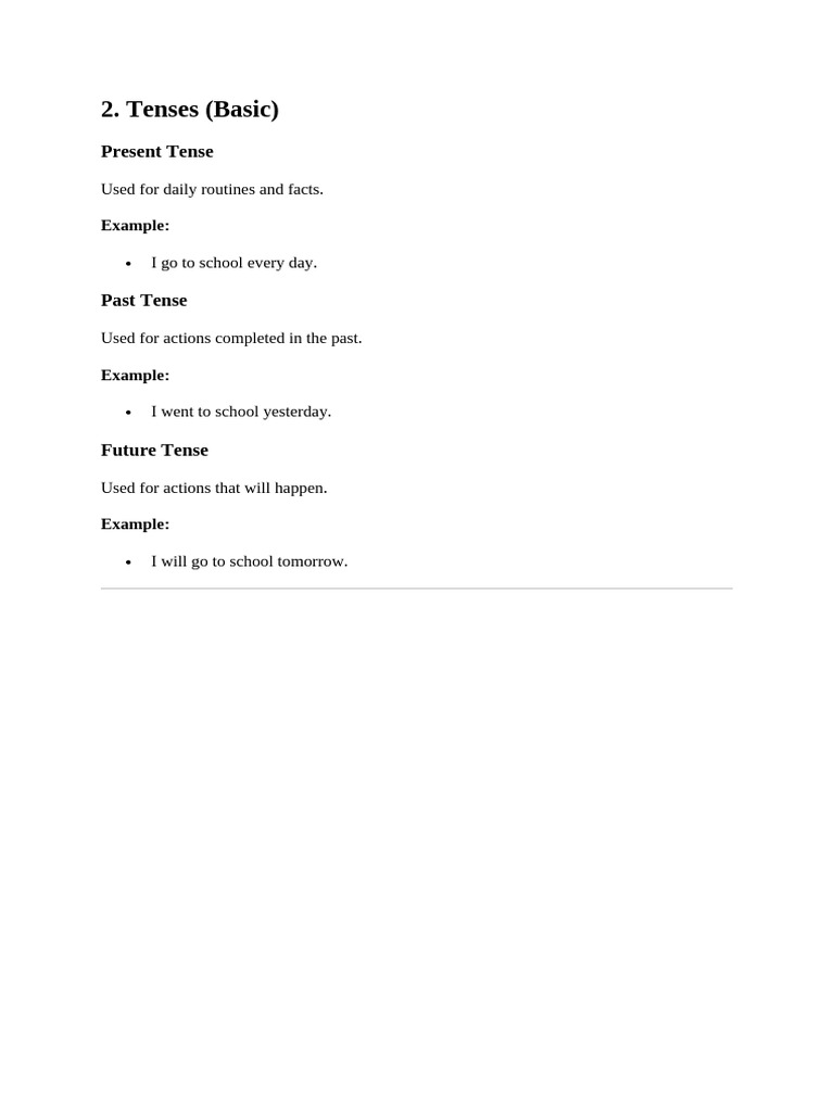 Understanding Basic English Tenses | PDF